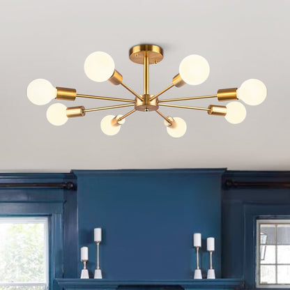Symmetrical Spoke Ceiling Light with Globe Bulbs