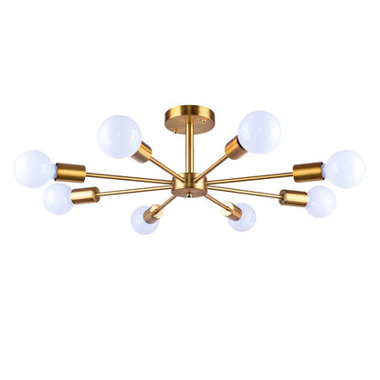 Symmetrical Spoke Ceiling Light with Globe Bulbs