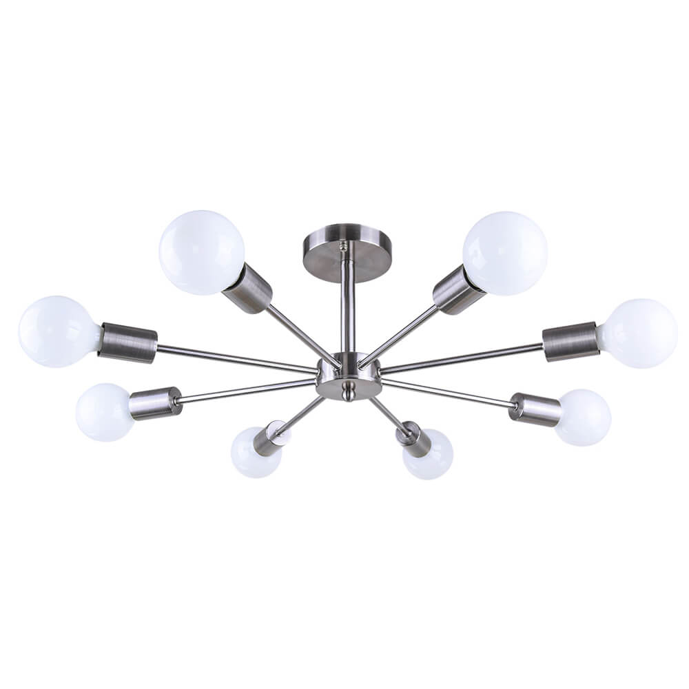 Symmetrical Spoke Ceiling Light with Globe Bulbs