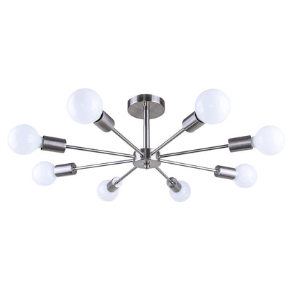 Symmetrical Spoke Ceiling Light with Globe Bulbs