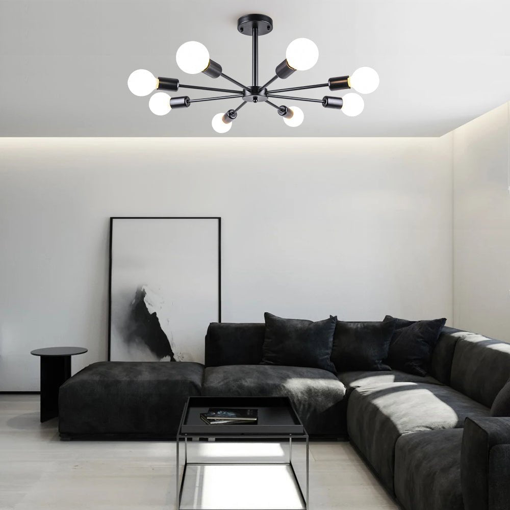 Symmetrical Spoke Ceiling Light with Globe Bulbs