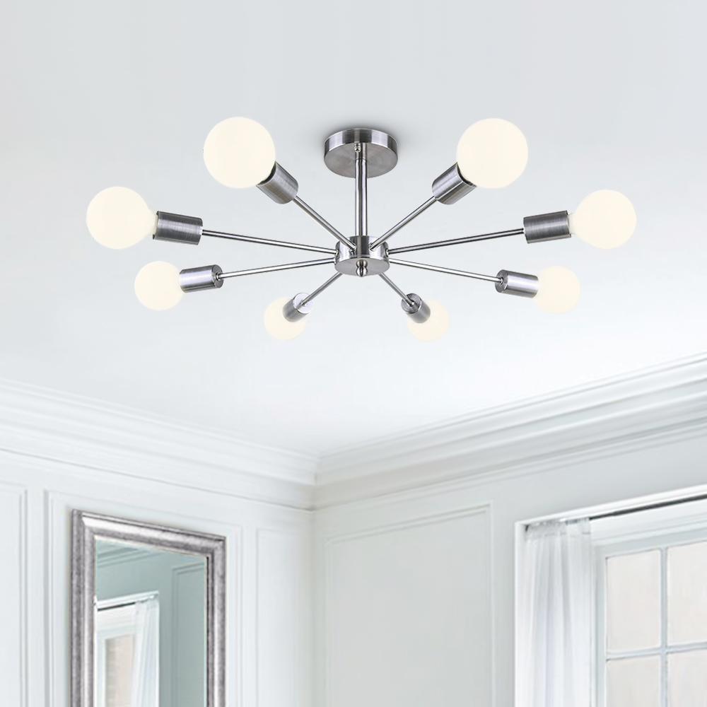 Symmetrical Spoke Ceiling Light with Globe Bulbs