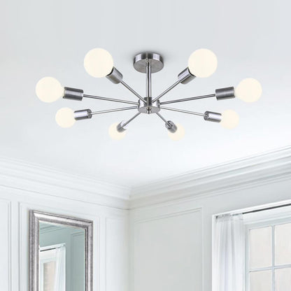 Symmetrical Spoke Ceiling Light with Globe Bulbs