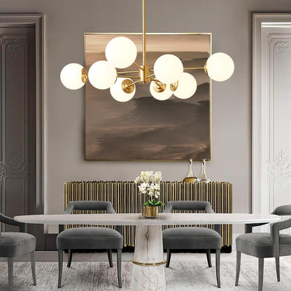 Multi-Directional Opal Glass Globe Chandelier