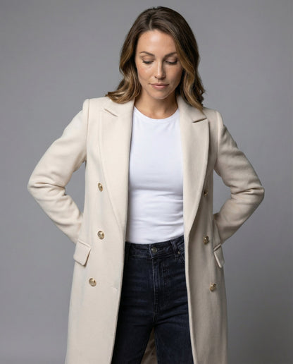 Collared Buttoned Tailored Flapped Long Coat