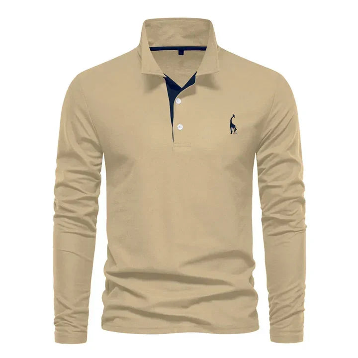 Collared Long Sleeve Regular Fit Polo Shirt For Men