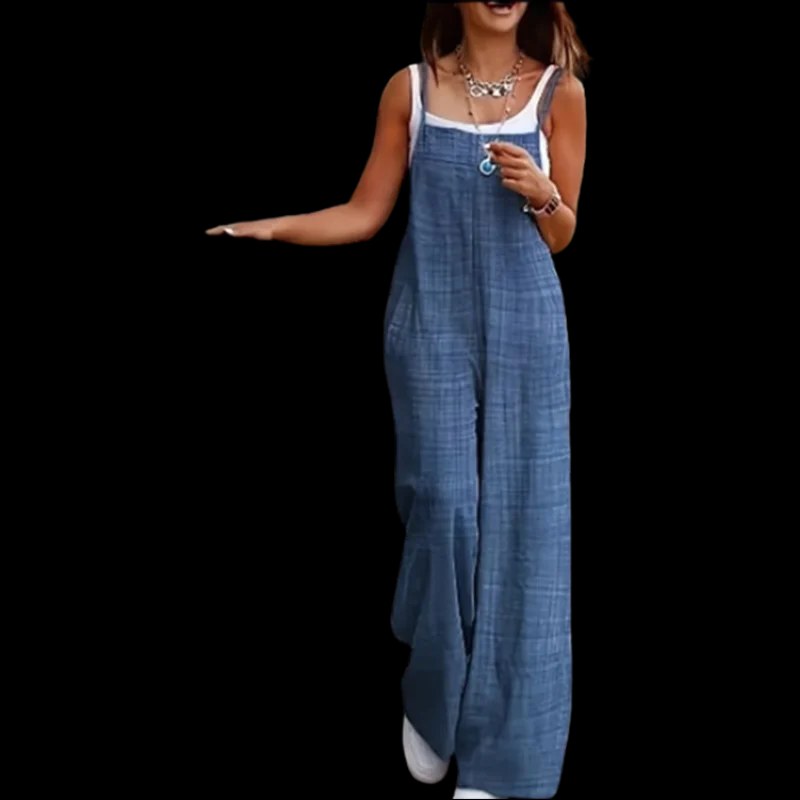 Sleeveless Spaghetti Strap Square Neck Wide Leg Long Jumpsuit