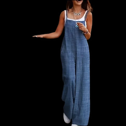 Sleeveless Spaghetti Strap Square Neck Wide Leg Long Jumpsuit