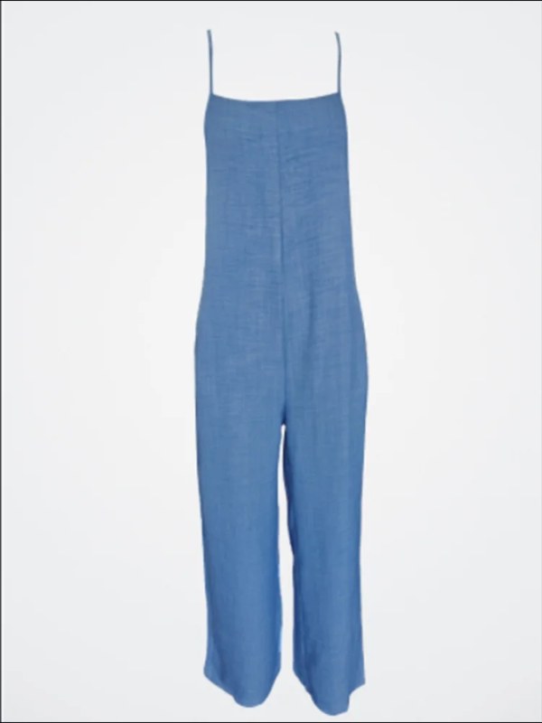 Sleeveless Spaghetti Strap Square Neck Wide Leg Long Jumpsuit