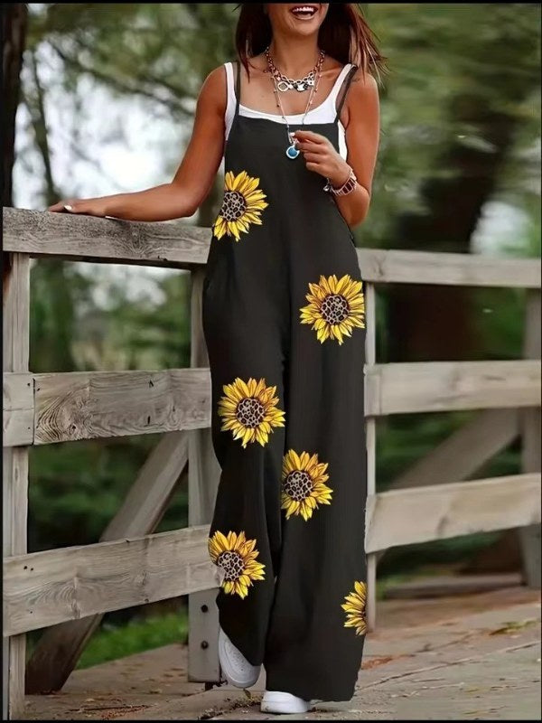 Sleeveless Spaghetti Strap Square Neck Wide Leg Long Jumpsuit