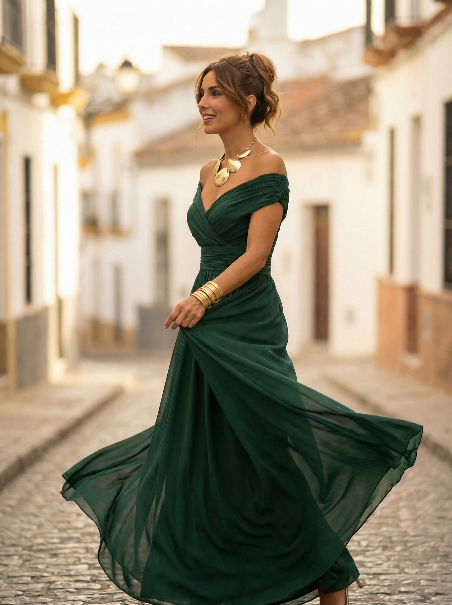 Draped Wrapped Ruched Flowing Maxi Dress