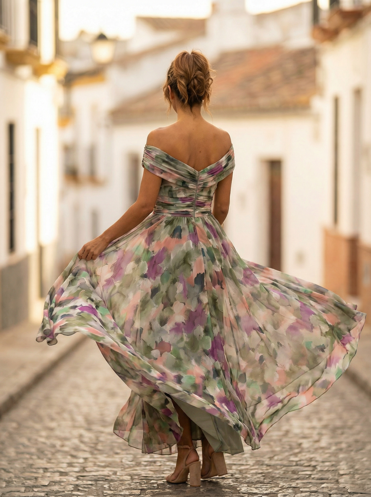 Draped Wrapped Ruched Flowing Maxi Dress