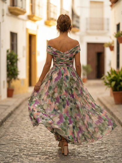 Draped Wrapped Ruched Flowing Maxi Dress