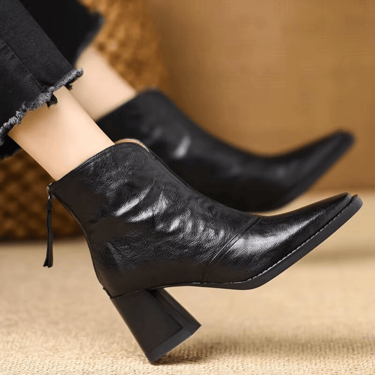 Pointed Toe Block Heel Boots