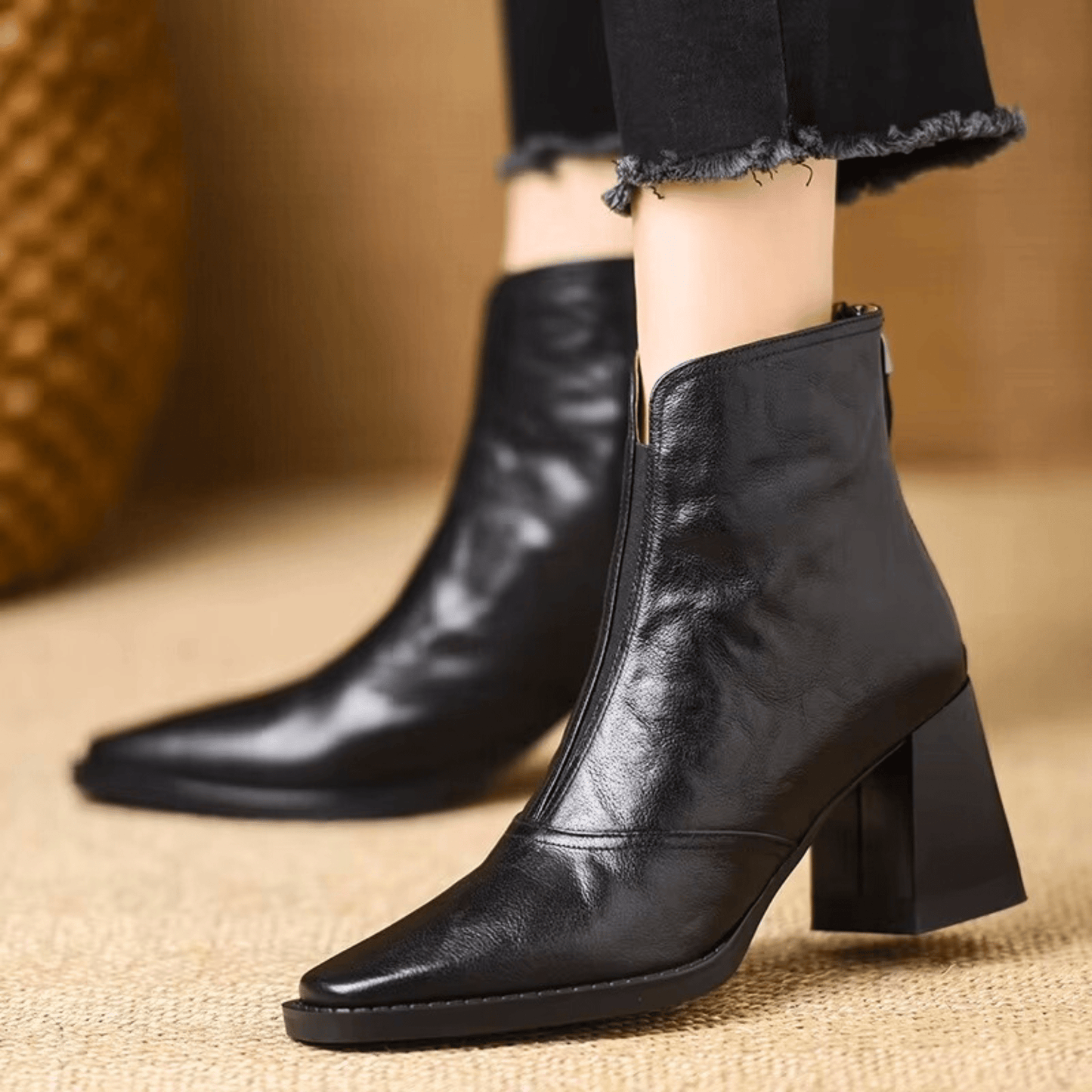 Pointed Toe Block Heel Boots