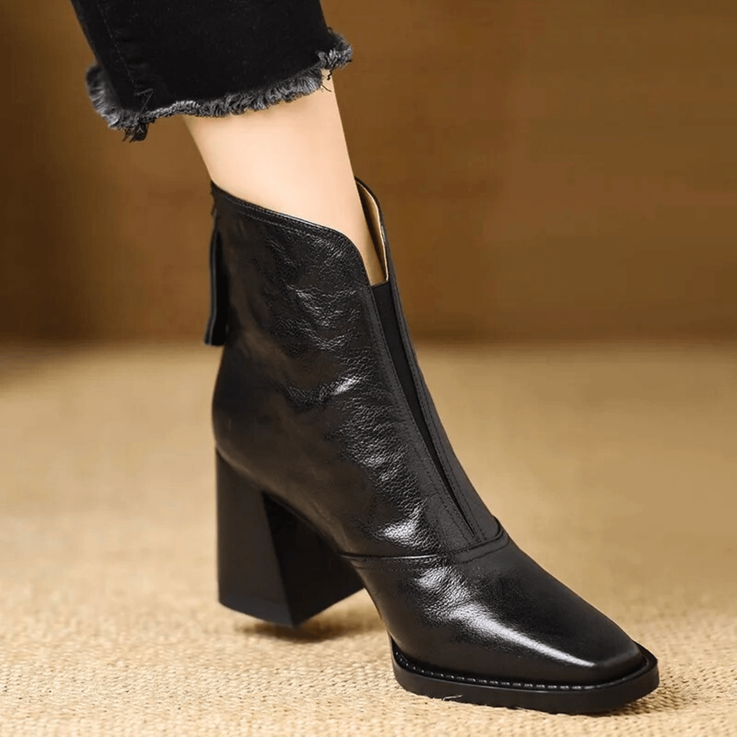 Pointed Toe Block Heel Boots