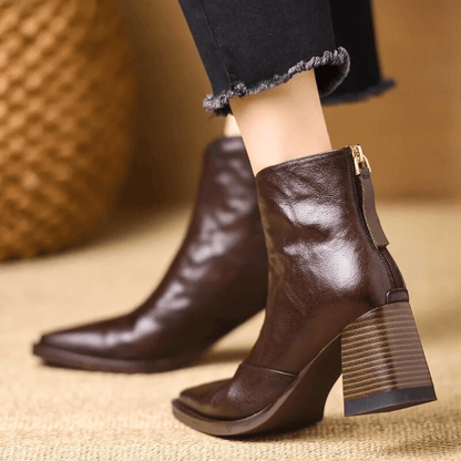 Pointed Toe Block Heel Boots