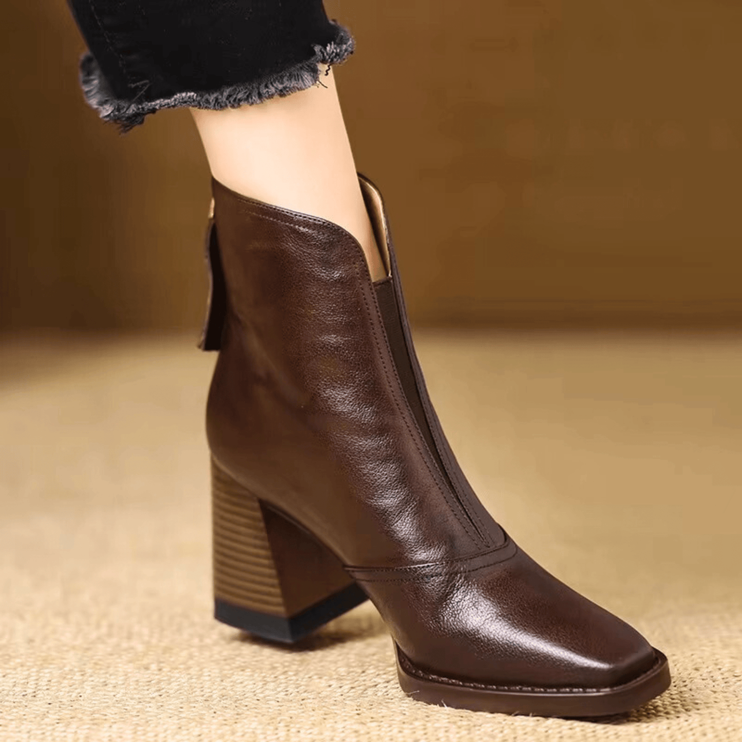 Pointed Toe Block Heel Boots