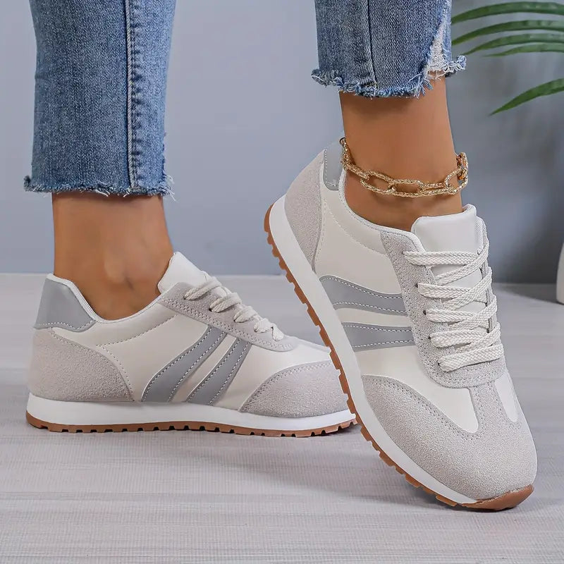 Women's Lace-Up Striped Retro Running Sneakers