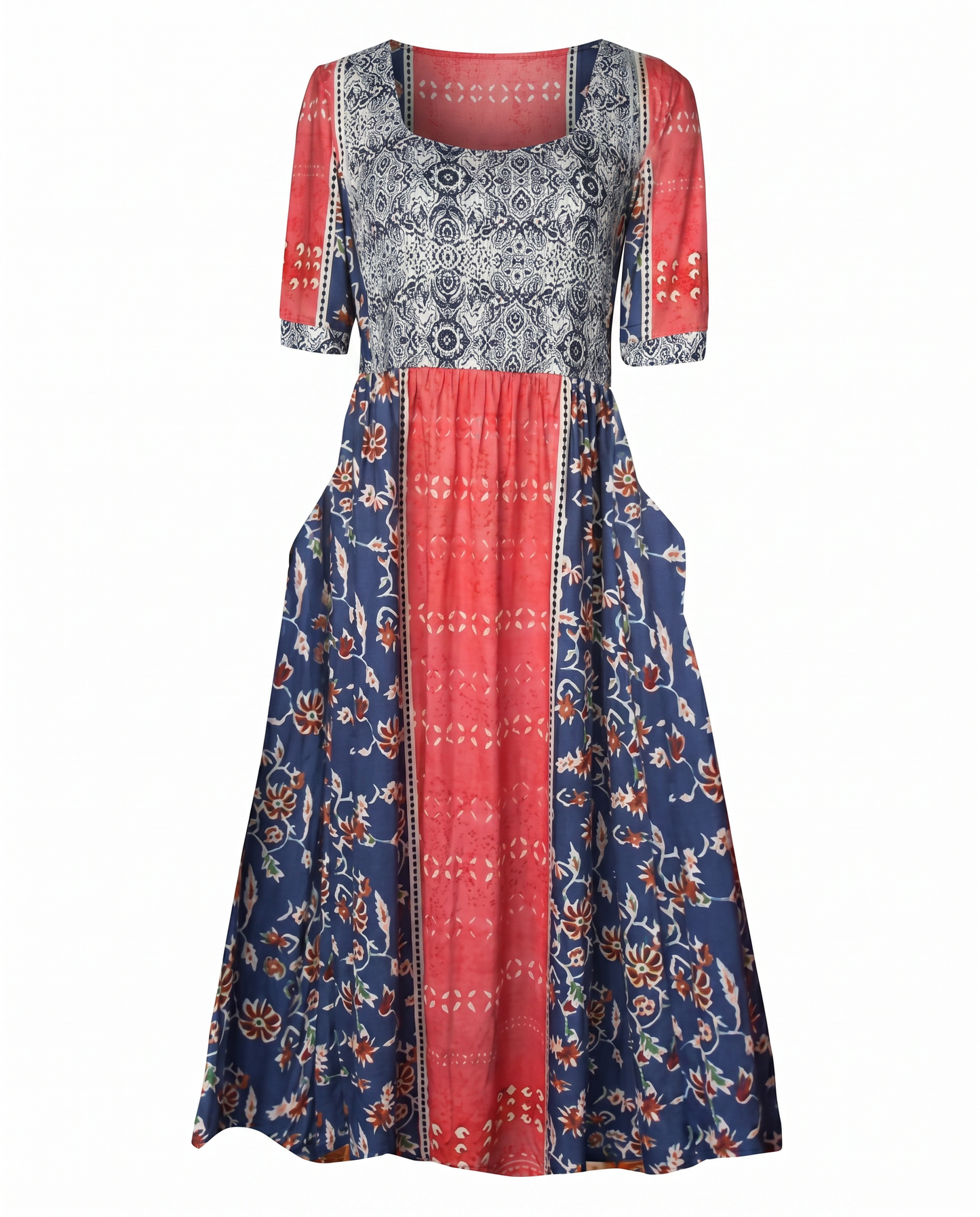 Floral Printed Scoop Smocked Tiered Dress