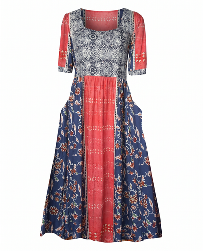 Floral Printed Scoop Smocked Tiered Dress