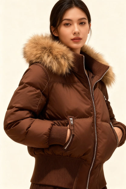 Hooded Quilted Puffer Jacket For Women